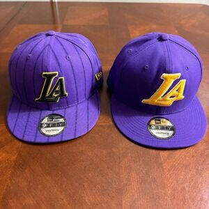Lot of‎ 2 New Era 9FIFTY LA Lakers Purple Snapback Hats NBA Basketball Caps